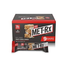 Met-Rx Big 100 Colossal Protein Bars, Fruity Cereal Crunch Meal Replacement Bars, 9 Count