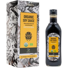 Soeos Organic Naturally Brewed Soy Sauce 16.2oz (480ml), Premium Quality, USDA Organic, Naturally Brewed Soy Sauce, Soy Sauce Organic, Dark Soy Sauce, Pure Ingredients, Marinade for Meat & Vegetables.