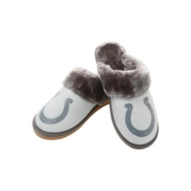 Indianapolis Colts Nfl Womens Glitter Open Back Faux Fur Moccasin - L (9-10)