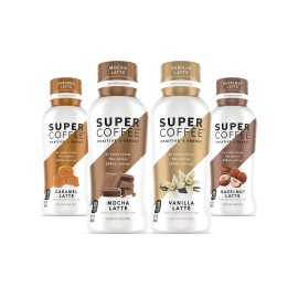 Super Coffee Iced Keto Coffee (0G Added Sugar 10G Protein 80 Calories) Variety Pack] 12 Fl Oz 12 Pack Iced Coffee Protein Coffee Coffee Drinks - Lactosefree Soyfree Glutenfree