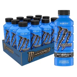 Monster Energy Hydro Water, Blue Ice, 20 Fl Oz (Pack Of 12)