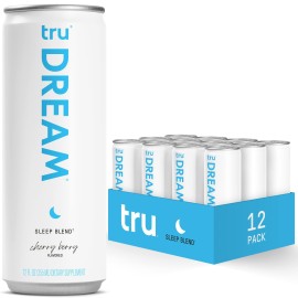 Tru Dream Sparkling Water, Calm Blend Drinks With Liquid Melatonin, Gaba, And 5Htp, Cherry Berry Flavored, 12 Oz (Pack Of 12)