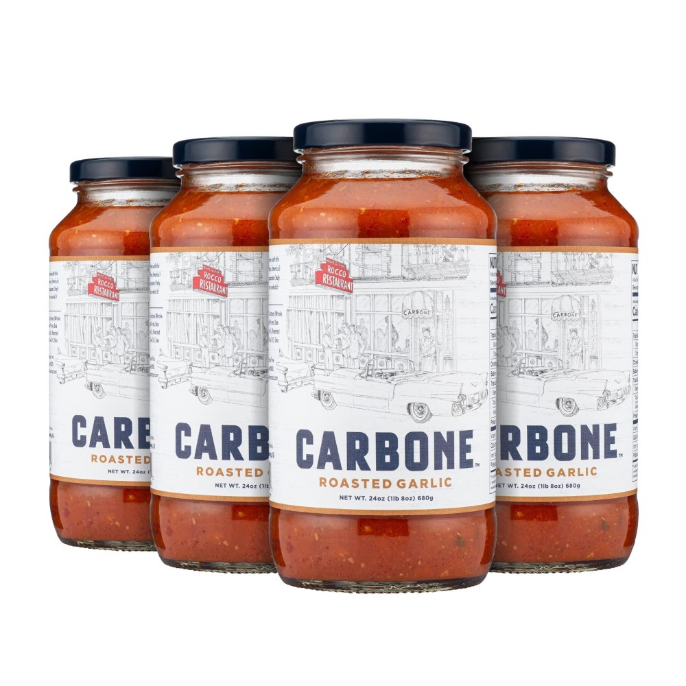 Carbone Roasted Garlic Pasta Sauce | Tomato Sauce Made with Fresh & All-Natural Ingredients | Non GMO, Vegan, Gluten Free, Low Carb Pasta Sauce, 24 Fl Oz (Pack of 4)
