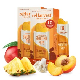 Re-Harvest Provisions Smoothie Pops | Tropical Bliss Recover All Day 10 Pack | Frozen Fruit + Vegetables + Superfoods | Dairy-Free, Vegan, Gluten-Free, No Sugar Added | Eco-Friendly And Zero Waste | 1.6Oz Each