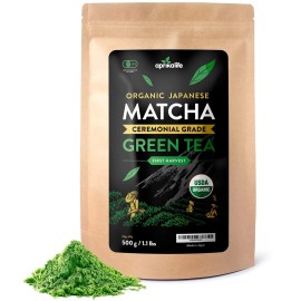 Premium Matcha Green Tea Powder - Organic Japanese Origin Ceremonial Grade Matcha - First Harvest From Japan - 11 Lbs] - Japanese Macha Tea - By Aprikalife