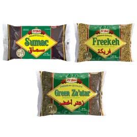 Ziyad Premium Spice Variety Pack, Flavorful Spices, No Additives, No Msg, Sumac, Green Zaatar, Freekeh, Frikeh, Since 1966, Pack Of 3