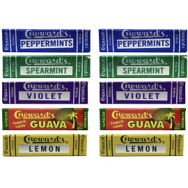 Chowards Mints Variety Pack Of 10 - Violet, Spearmint, Peppermint, Guava And Lemon - 2 Pack