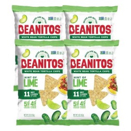 Beanitos White Bean Chips - Hint Of Lime - (4 Pack) 10 Oz Bag - White Bean Tortilla Chips - Vegan Snack With Good Source Of Plant Protein And Fiber