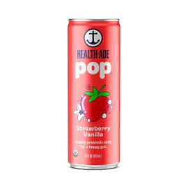 Health-Ade Pop Soda, Prebiotic Soda, Supports Gut Health, Fiber Rich, Seltzer Water With Real Fruit Juice, No Artificial Sweeteners, Low Calorie, Plant Based, Organic, Vegan, 8 Pack (12 Fl Oz Cans), Strawberry Vanilla