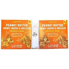 Trader Joes Peanut Butter Chewy Coated & Drizzled Granola Bars W Peanuts & Rice Crisps Bundle With Kokobunch Kit - 74 Oz (2Pk)