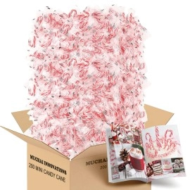Mini Candy Canes Peppermint Flavored | Red & White Stripes - Individually Wrapped Gift Pack | Holiday Christmas Candy Plus Free Creative Idea Booklet Included - (200 Pieces)