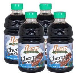 Nature Blessed 100% Pure Tart Cherry Concentrate - 4 Quarts (Four 32Oz Bottles), Refreshing Drink Or In Smoothie, All Natural, No Added Sugar Or Preservatives Harvest Special Price Reduced From $115.96 To $95.96 ( $23.99 Per Quart)