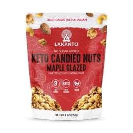 Lakanto Keto Mixed Candied Nuts Maple Glazed - No Sugar Added, Sweetened With Monk Fruit, 3 Net Carbs, Keto Diet Friendly, Vegan, On The Go Snack Anytime (Maple Glazed)