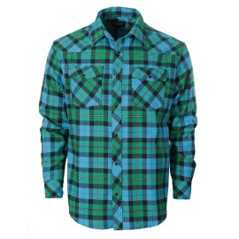 Gioberti Men 100% Cotton Western Flannel Plaid Shirt Wsnap-On Button, Shamrock Greenturqoise, Large