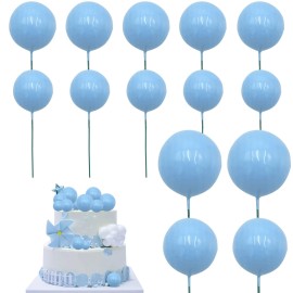 Ball Shaped Cake Insert Toppers Diy Cake Insert Toppers Ball Cake Picks Pearl Ball Cake Toppers For Birthday Party Baby Shower Wedding Anniversary Cake Decoration (Blue)