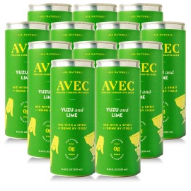 Avec Sparkling Cocktail Mixers - Flavored Sparkling Water With Fresh Juice, Spices, Botanicals - 845 Oz Seltzer Water Cans - No Artificial Sugar Or Preservatives (12-Pack) (Yuzu & Lime)