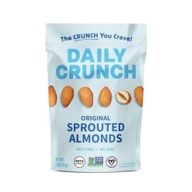 Daily Crunch Sprouted Almonds, 5 Ounce Resealable Bags (Original Sprouted, 1 Pack) - Sprouted and Dehydrated for a Unique Crunch, Keto Friendly, Non-GMO, Oil and Salt Free, Vegan, Healthy Snack