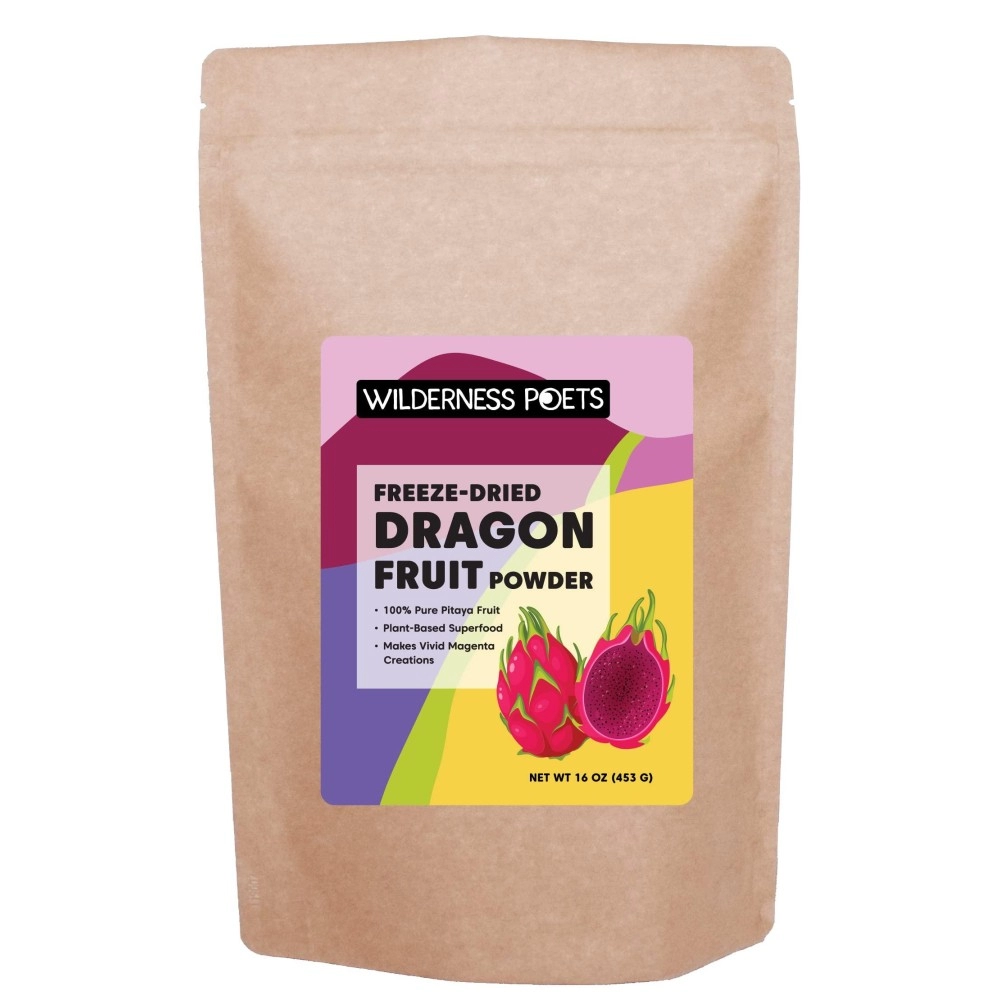 Wilderness Poets, Freeze Dried Dragon Fruit Powder - Pink Pitahaya, Pitaya - (16 Ounce - 1 Pound) - Antioxidant-Rich Superfood