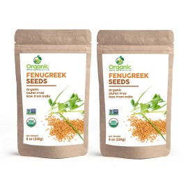 Organic Fenugreek Seeds | 16oz Pack of 2 | Lab Tested for Purity | Resealable Kraft Bag, USDA Organics and Non-GMO Verified Project Approved, 100% Raw from India