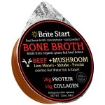 Brite Start Bone Broth - Beef + Mushrooms - Porcini, Shitake, Lions Mane - 4 Count - Keto Friendly Concentrate - 16g Collagen 20g Protein -Made from Organic Grass Fed Beef Bones- Single Serve Packets