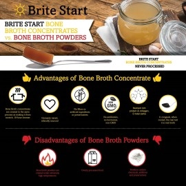 Brite Start Bone Broth - Beef + Mushrooms - Porcini, Shitake, Lions Mane - 12 Count - Keto Friendly Concentrate -16g Collagen 20g Protein -Made from Organic Grass Fed Beef Bones- Single Serve Packets