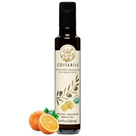 Costabile Orange Infused Olive Oil, Extra Virgin Organic From Italy Polyphenol Rich Olive Oil Flavored With Natural Italian Orange For Salads, Baking And Cooking Healthy Keto Friendly Food 845Floz