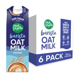 nutpods Original Barista Oat Milk - Sugar Free Non Dairy Milk Made from Oats - Keto Oatmilk Barista Blend - 70 calories, Gluten Free, Non-GMO, Vegan, Kosher, 32 fl oz (6-Pack)