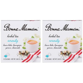 Bonne Maman Organic Herbal Tea Serenity: Lemon Balm, Lemongrass, Yarrow & Chamomile Blend, 16 Tea Bags (Pack Of 2, 32 Tea Bags Total)