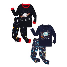 Family Feeling 4 Piece Boys Space Pajamas Long Sleeve 100 Cotton Toddler Kid Pjs 16