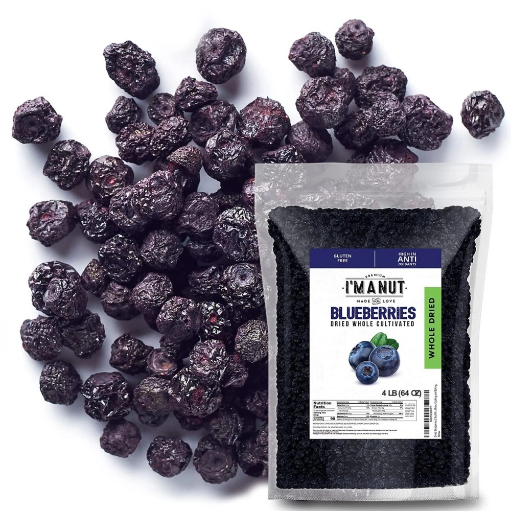 Dried Blueberries 4 Lbs Whole Cultivated Resealable Bag Great For Salads, Mixes, Cooking And Baking
