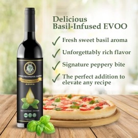 M.G. PAPPAS High Polyphenol Rich Basil-Infused Olive Oil - Extra Virgin Olive Oil Cold Pressed & Unfiltered - High Hydroxytyrosol Greek Olive Oil - Award Winning & Health Claim Accredited - 12.7 Oz