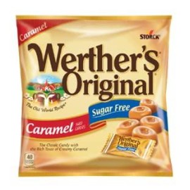 Werther's Original Sugar-Free Caramel Hard Candy Individually Wrapped with Omegapak Starlight Mints, Sugarless Fresh Keto Hard Candy, Bundle of 3 Bags, 1.46 Oz. Each