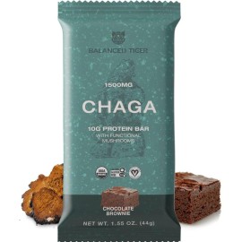 Chaga Mushroom Protein Bars, Full Dose (1500Mg) In Each Bar Vegan Protein Bars, Nootropic, Adaptogens, Gluten Free Protein Bars, Mushroom Supplement, Superfoods Protein Bars Chocolate Brownie Flavor 12 Count