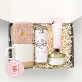 Unboxme Self Care Spa Gift Set - Perfect for Birthday, Get Well Soon, Sympathy, Holiday, Thank You & Thinking of You - Includes Peaceful Tea & Mug Care Package (Hey Girl You Rock Greeting Card)
