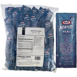 Bag-N-Dash 100 Kraft Real Mayo Condiment Packs - Single Serve Packets Of Mayo W/Plastic Food Bag & Slide Seal For Easy Storage - Perfect For Boxed Lunches, Bbq, Picnics, And Parties (100 Packets)