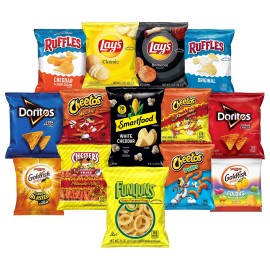 Variety Pack - Hot Snacks Lays & Ruffles Chips, Cheetos, Doritos, Funyuns & Goldfish Flavors - Individual Size Bags - Classic, Barbecue, Cheddar, Ranch And Spicy Flavored (Chips & Bites Variety Pack)