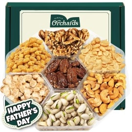 Assorted Nuts - Gourmet Nuts Gift Basket - Father'S Day Gift Basket - 7 Sectional Platter With A Variety Of Freshly Roasted Nuts - Beautifully Packaged Father Day Gifts, Father'S Day Nuts Gift Basket. Gift Baskets For Men