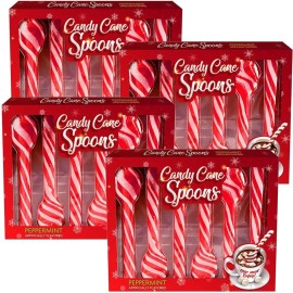 Candy Cane Peppermint Spoons Edible Spoons For Stirring Beverages Hot Chocolate Cocoa Tea Coffee Cocktails Stocking Stuffers Holiday Gift Free Creative Idea Booklet Included (24 Pack)