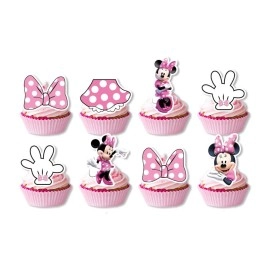 24Pcs Minnie Mickey Mouse Cake Toppers,Cupcake Toppers,Cake Decorations,Minnie Mickey Mouse Birthday Party Supplies Decorations (Cake Toppers24)