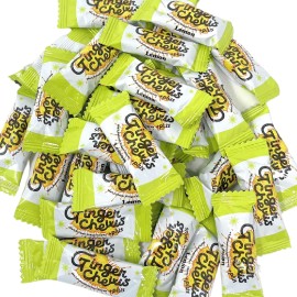 Fusion Select 2 Lb Lemon Ginger Chews - Sweet Soft Candied Delights From Indonesia - Promotes Relief From Morning Sickness, Upset Stomach - Made from Real Ginger Root, Non-GMO, Vegan Candy (2 Lb Lemon)