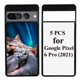Justry 5Pcs Sublimation Blanks Phone Case Bulk Covers Compatible With Google Pixel 6 Pro (2021), Easy To Sublimate Diy Customized 2 In 1 2D Anti-Slip Case Soft Rubber Cover With Inserts Matte