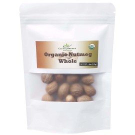 Organic Whole Nutmeg 112g (4oz), Premium Grade, Harvested & Packed from a USDA Certified Organic Farm in Sri Lanka (stand up resealable pouch)