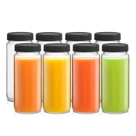 Joyjolt Glass Juice Bottles, 16 Oz Glass Bottles With Caps Set Of 8 Juice Containers With Lids For Fridge, And Labels For Juice Jars Glasses For Juice, Cold Brew Bottles, Smoothie Jars