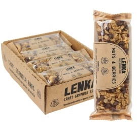 Lenka Handmade Craft Granola Bars - Nuts And Berries Gluten Free High Fiber - Nutritious Snack Bar With Almonds, Cashews & Peanuts - 12 Pack