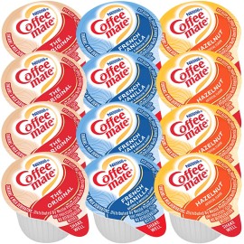 Coffee Creamer Singles Variety Pack Bundle (48 Ct) Includes Coffee Mate French Vanilla Creamer Singles, Hazelnut Creamer Singles And Original Creamer Singles Along With Our Trioni Stirrer