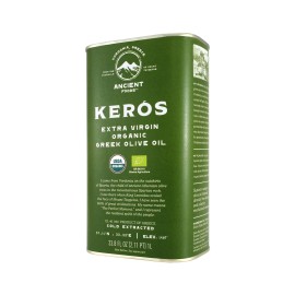 Ancient Foods Keros Greek Organic Extra Virgin Olive Oil - Cold Pressed Olive Oil From Greece, High Phenolic Organic Olive Oil From 1000 Year Old Trees, New Harvest For 2023 (338Oz, 1L)