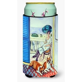 Lady With Her Boxer Tall Boy Beverage Insulator Beverage Insulator Hugger