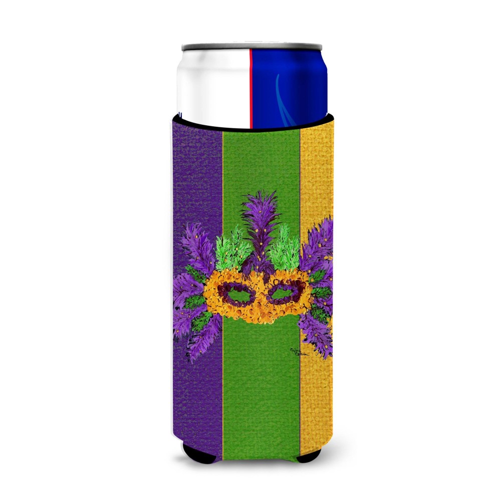 Mardi Gras With Feathers Ultra Beverage Insulators For Slim Cans 8369Muk