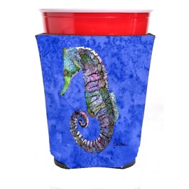 Seahorse Purple And Blue Red Solo Cup Beverage Insulator Hugger