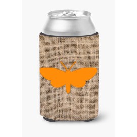Moth Burlap And Orange Can Or Bottle Beverage Insulator Hugger Bb1059